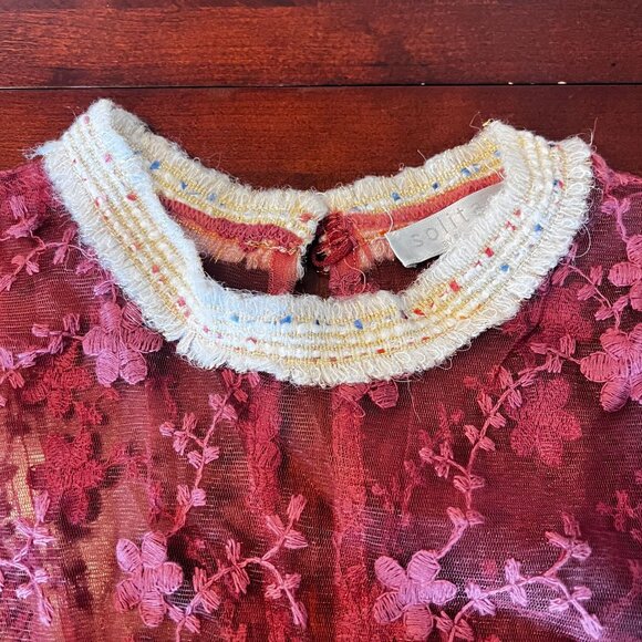 vtg Solitaire by‎ Ravi Khosla Velvet Lace Boho cottagecore  Top Sz L - Picture 9 of 14
